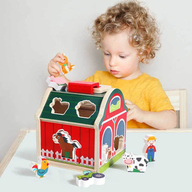 FarmyPlay | Educational and fun - Wooden sorting farm with farm animals and shapes
